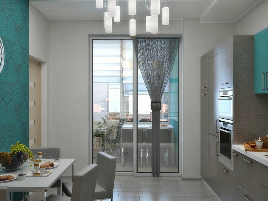 Панорамный балкон Объединенный с кухней