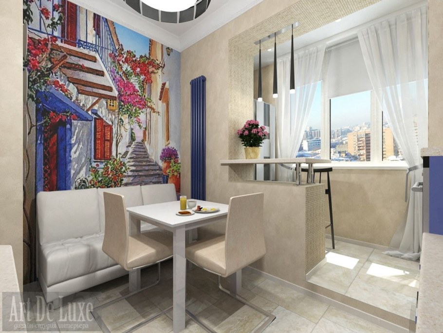 Кухня Объединенная с балконом