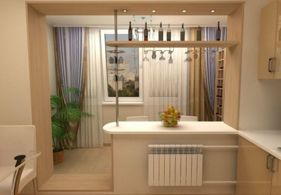 Совмещение лоджии с кухней