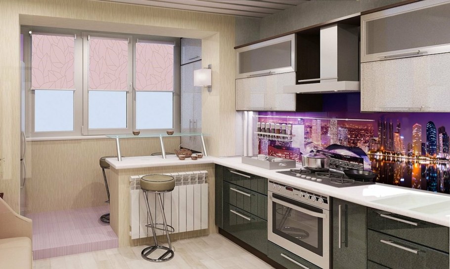 Совмещение лоджии с кухней