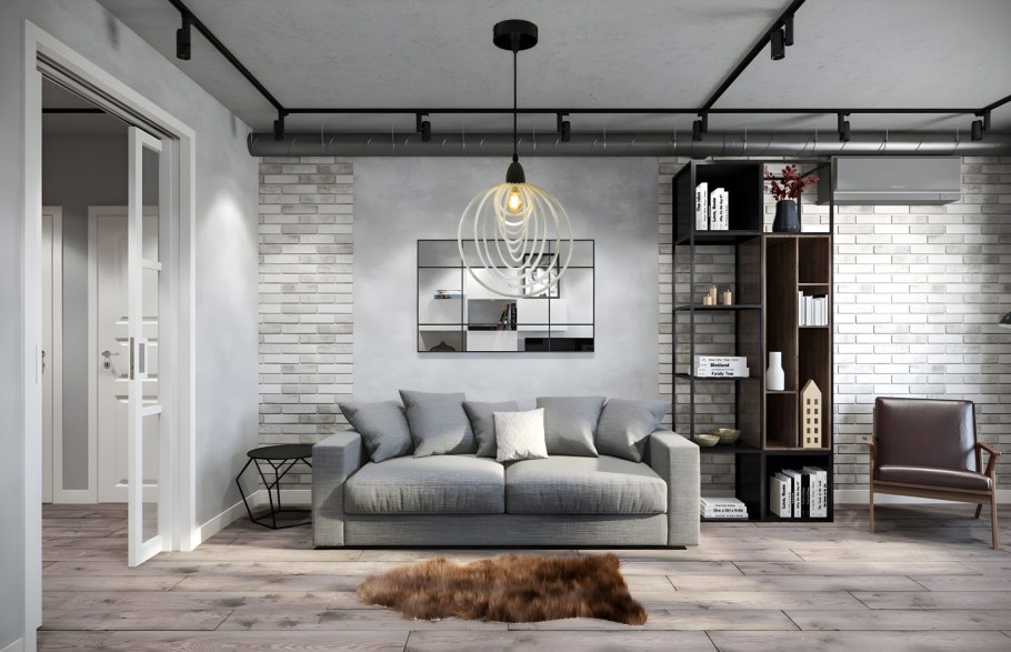 Интерьер в стиле лофт гостиная