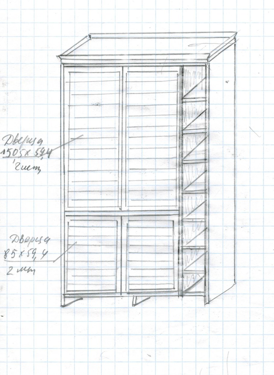 Выкройка распила шкафа для одежды