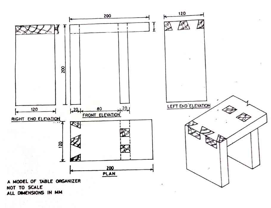 Чертеж шкафа из брусков