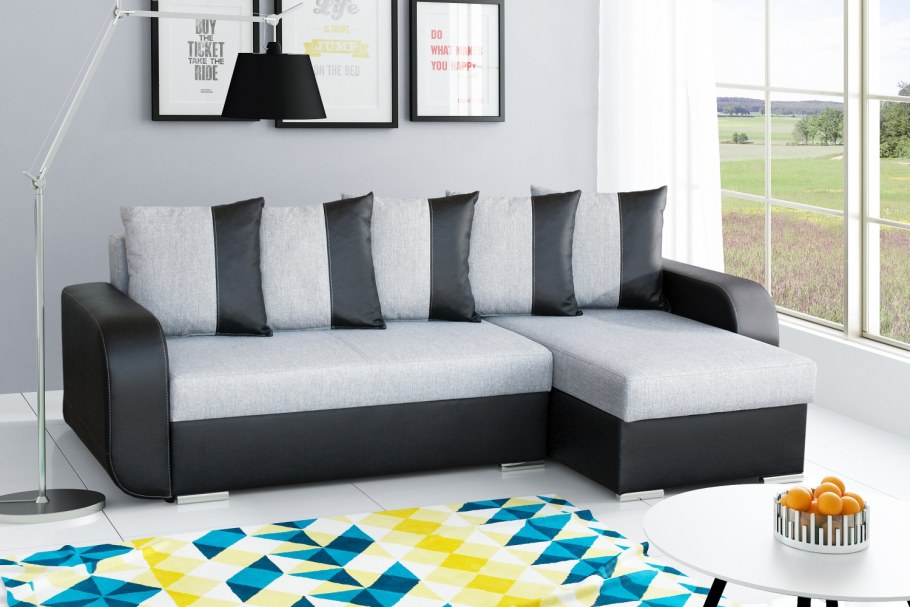 Диван черно белый угловой