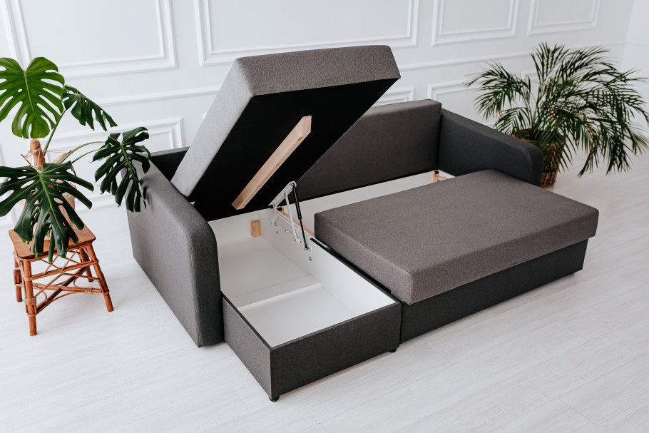Диван аккордеон с ортопедическим матрасом с ящиком для белья