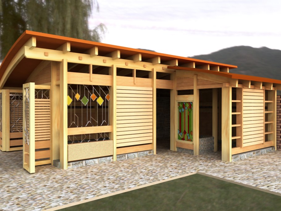 Хозблок с дровником и навесом