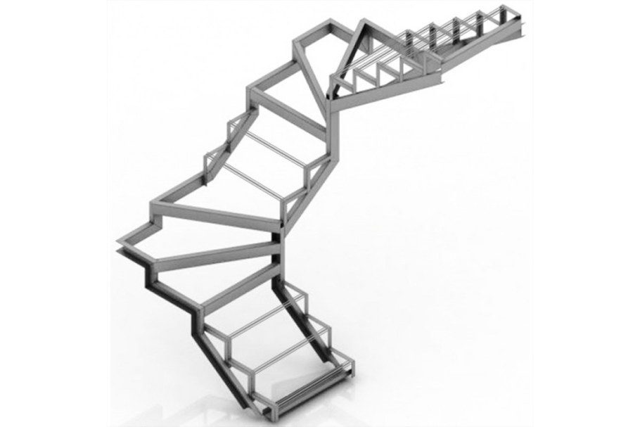 Лестница с забежными ступенями на 180 на второй этаж