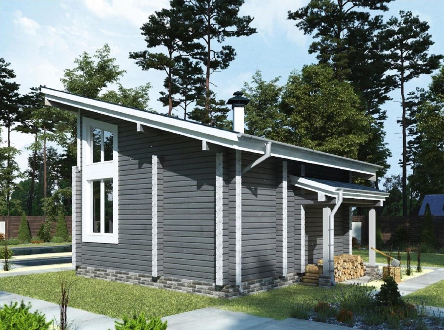 Дом с односкатной крышей в стиле лофт