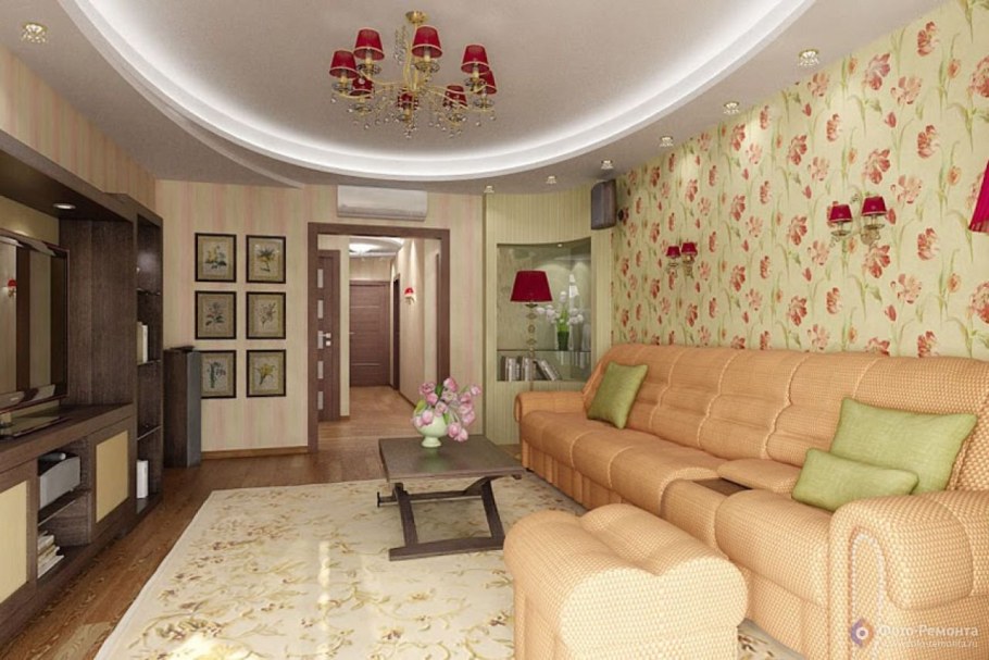 Недорогой интерьер зала