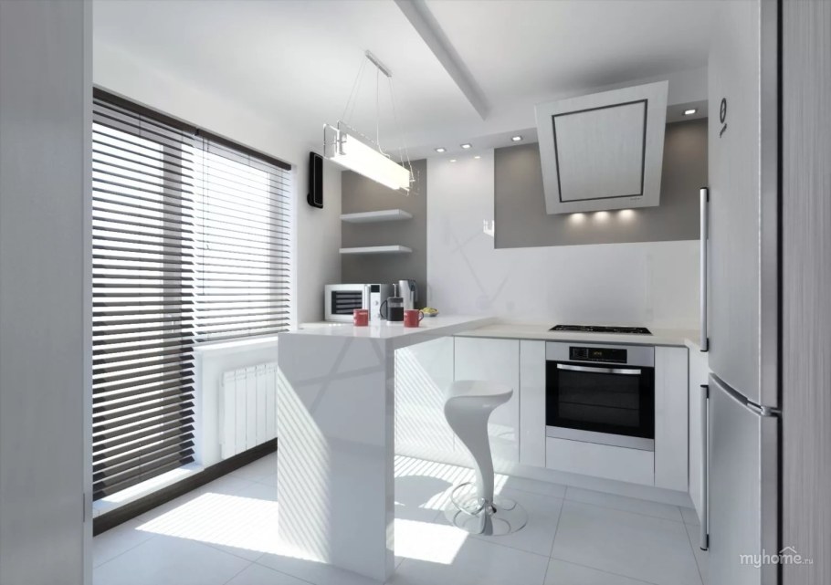 Стиль хайтек на маленькой кухне