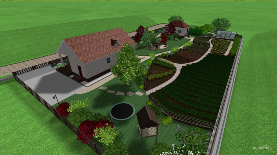 Ландшафт прямоугольного участка