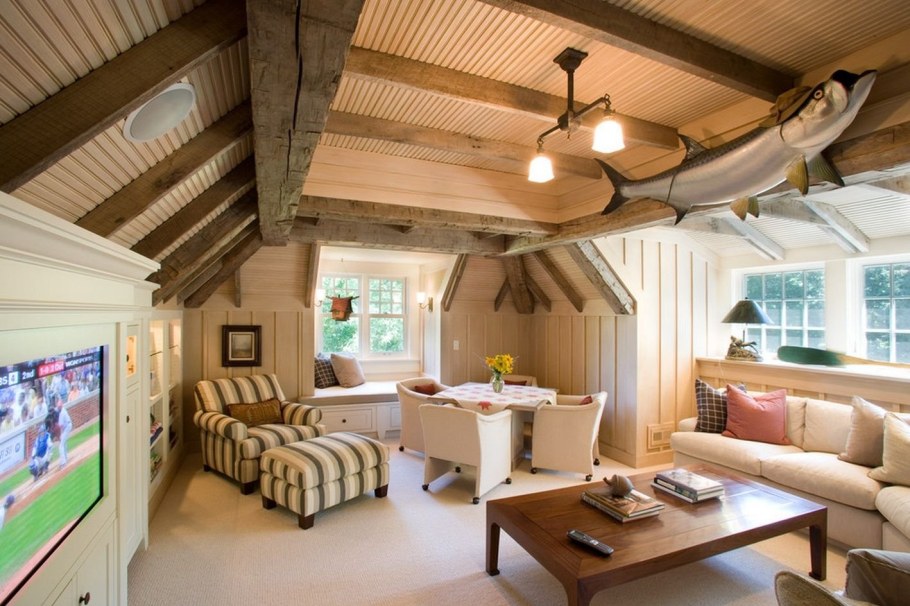 Отделка потолка в деревянном доме