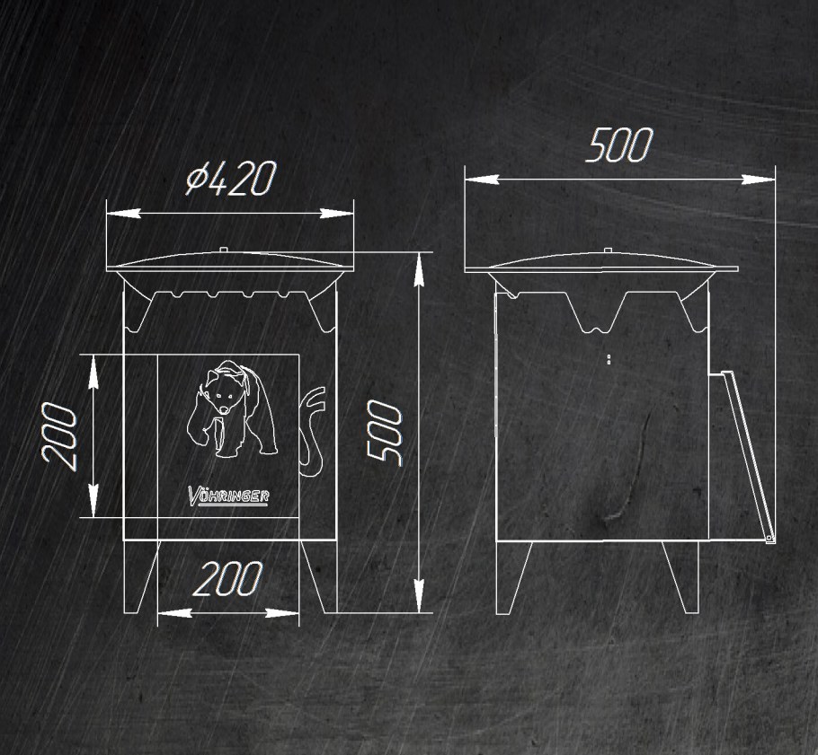 Печь казан 18л чертеж
