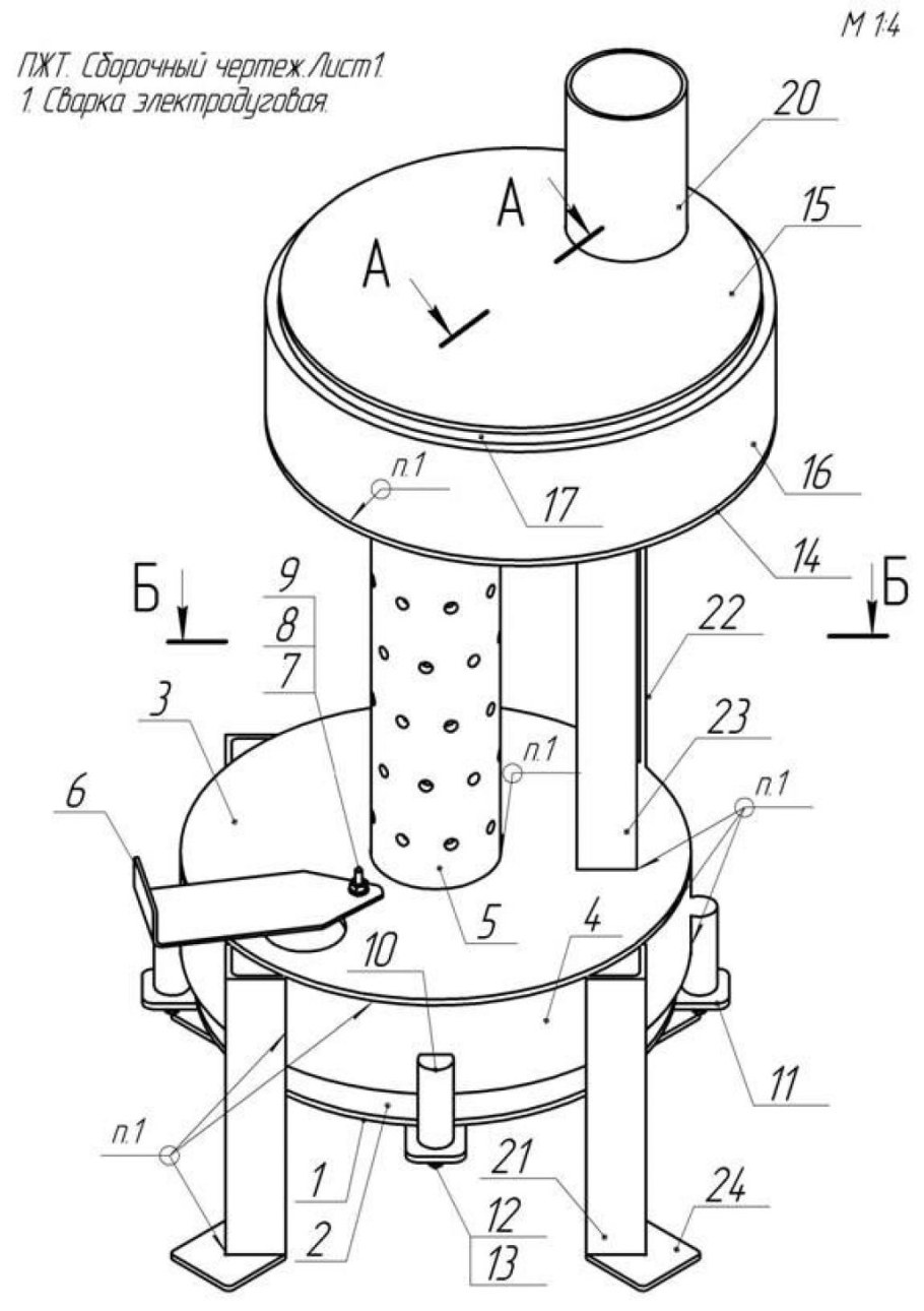Банная печь дллительного горения чертёж