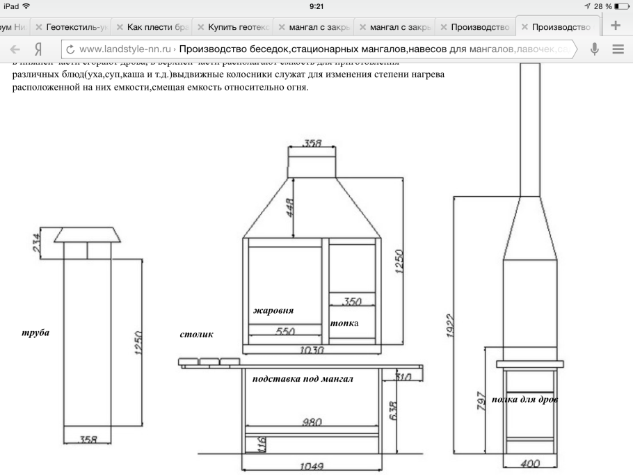 Мангал Искандер чертежи