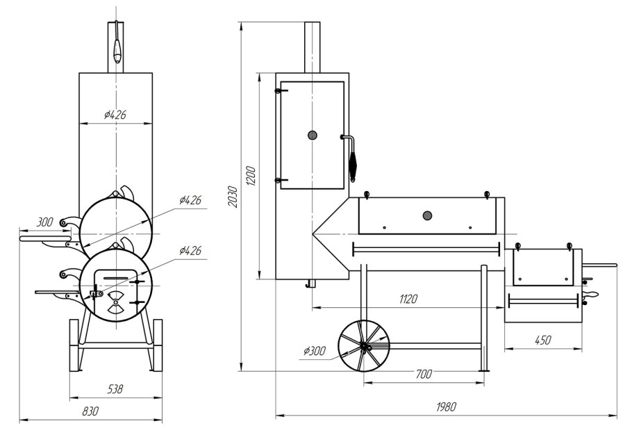 Чертеж буржуйки длительного горения