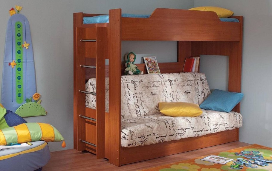 Кровать ева с диваном ева двухъярусная