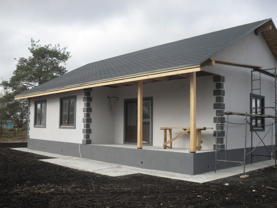 Одноэтажный дом из газобетона