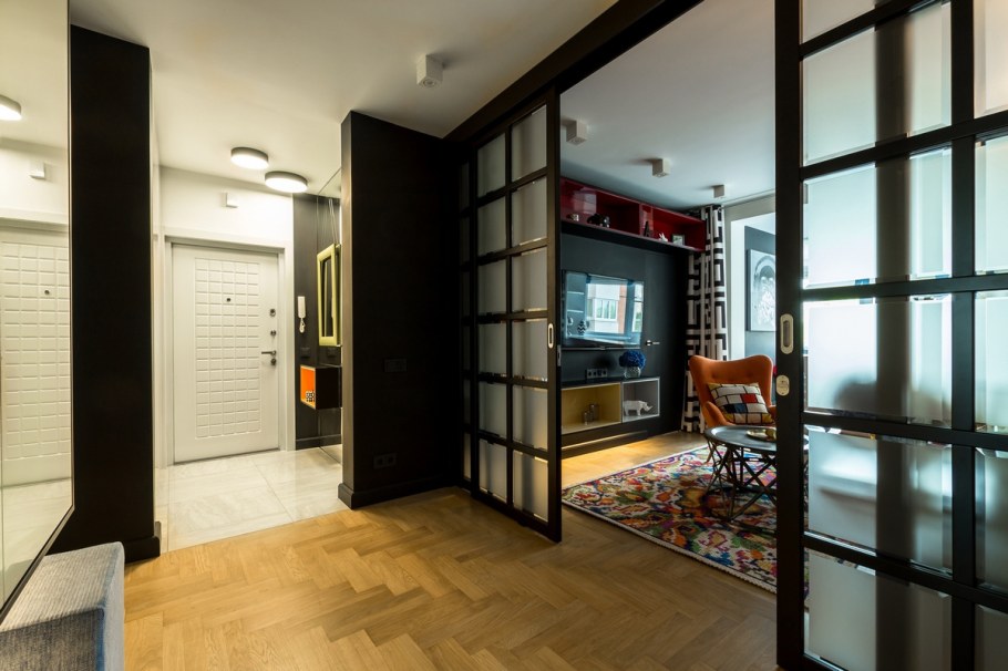 Гостиная с раздвижной перегородкой