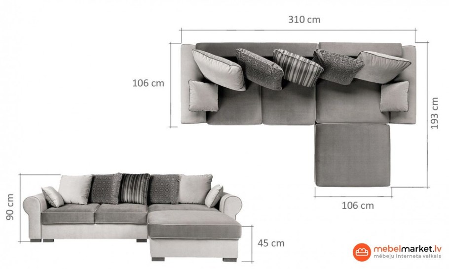 Трехместный диван Размеры