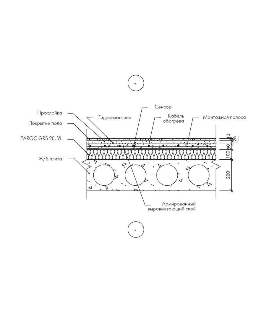 Узлы полов по плитам перекрытия