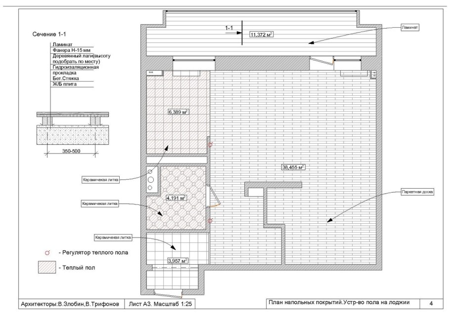 План напольных покрытий чертеж