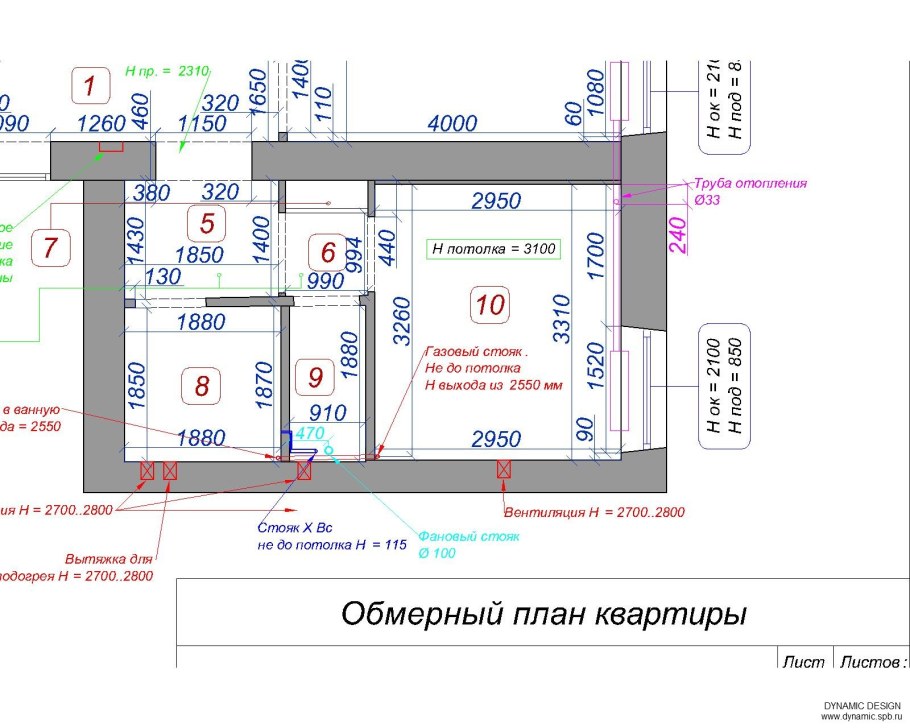 Обмерный план помещения