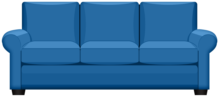 Синий диван на прозрачном фоне