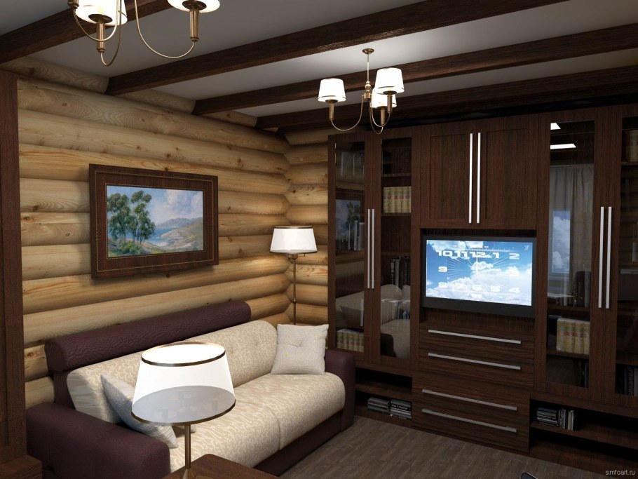 Планировка гостиной в деревянном доме