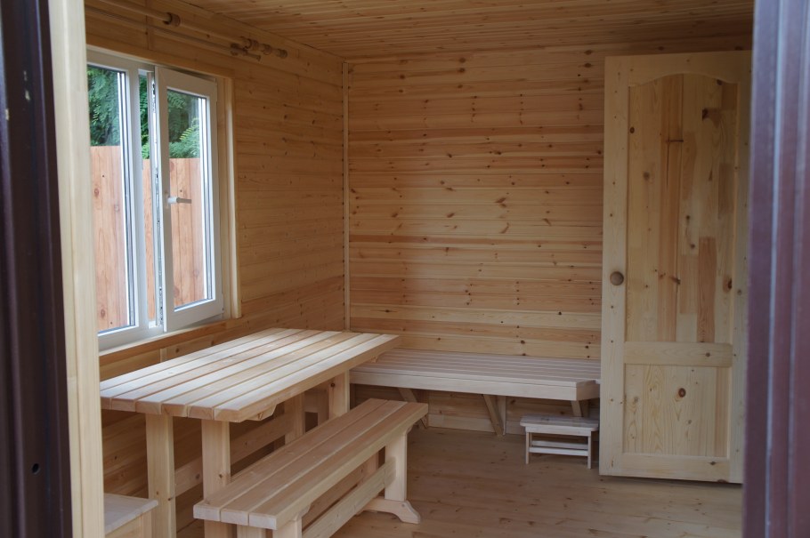 Каркасная баня изнутри