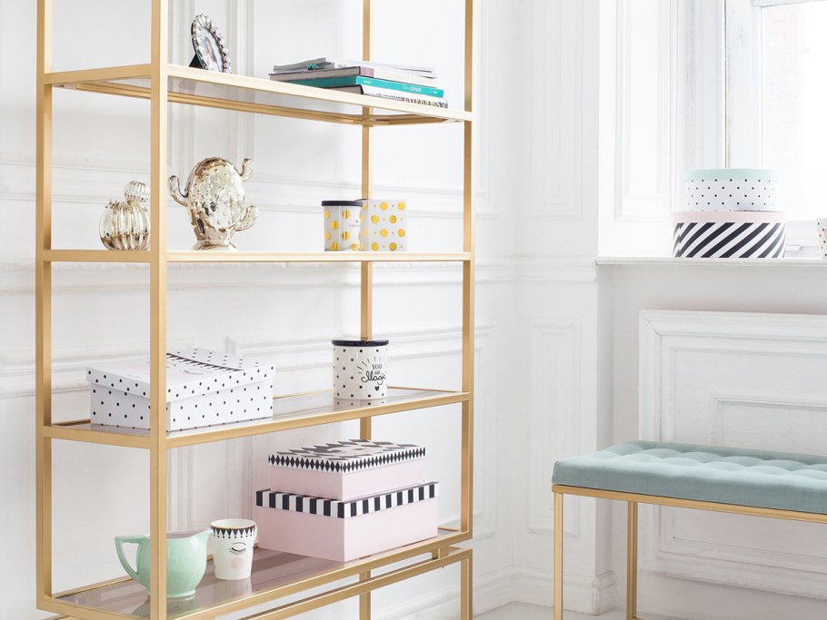 Стеллаж Ариан золотого цвета