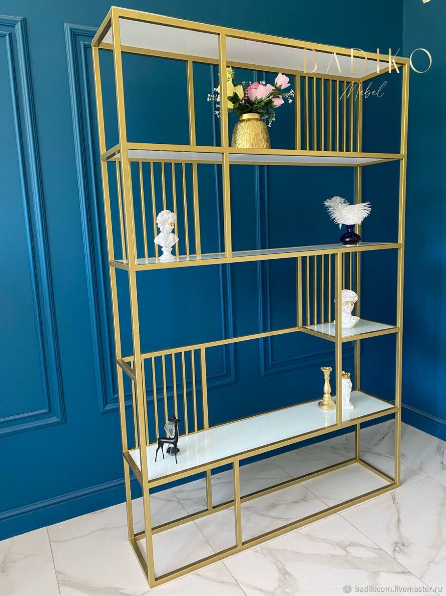 Стеллаж золотой металл