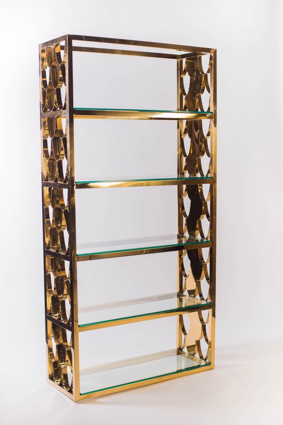 Стеллаж с черным стеклом (золотой) 46as-sh1452-Gold