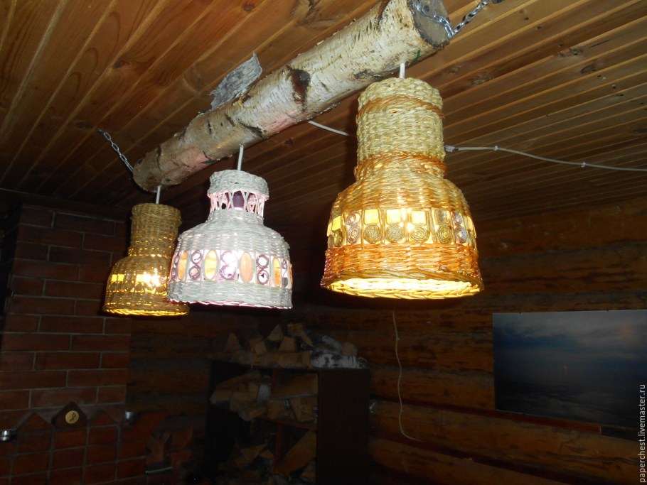 Авторские плетеные светильники абажуры