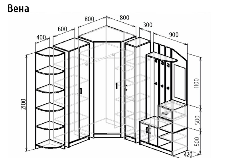 Шкаф купе Верона 2300 высота