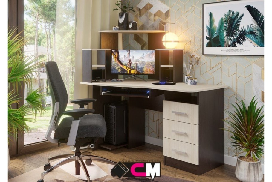 Стол компьютерный № 1 (венге/дуб белфорт)