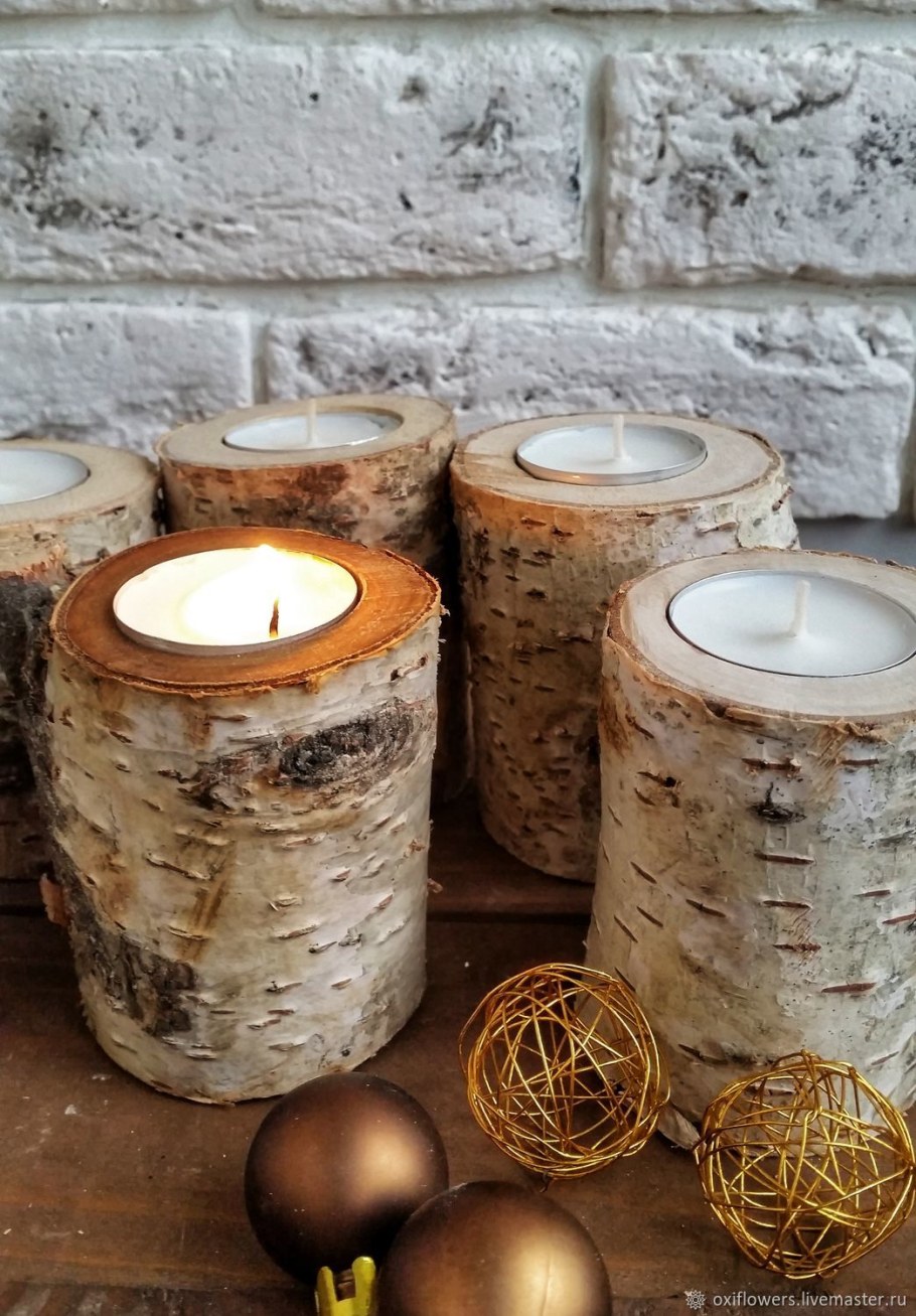 Подсвечник из березы