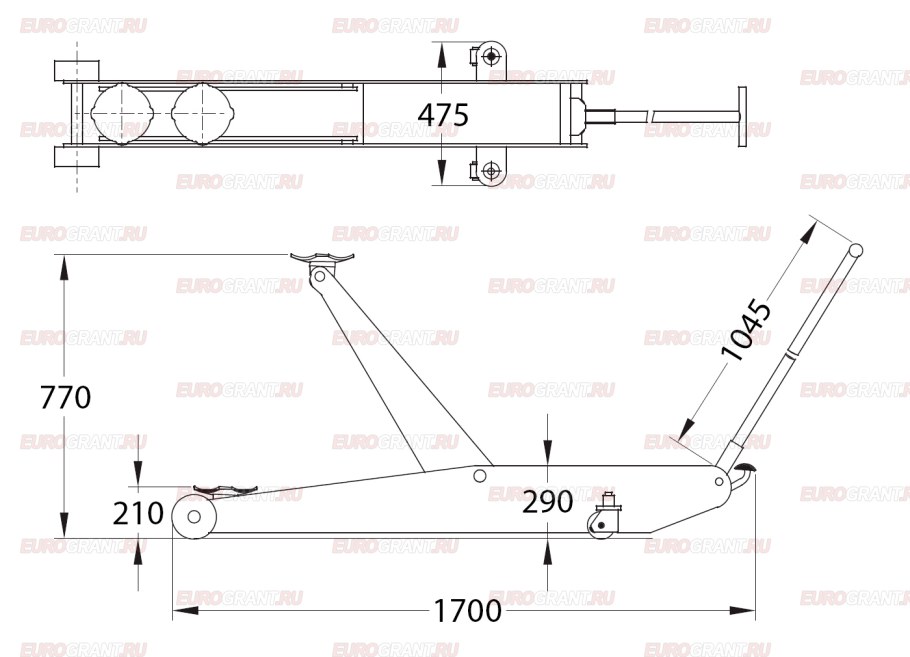 Домкрат подкатной чертеж 3166х2240