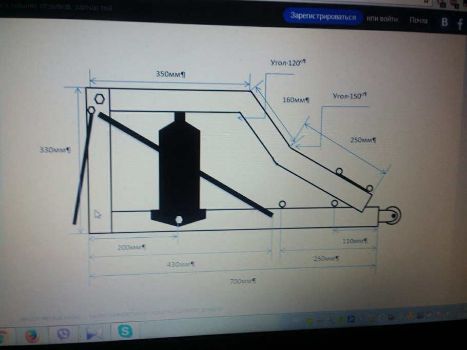 Подкатной домкрат самодельный с чертежами