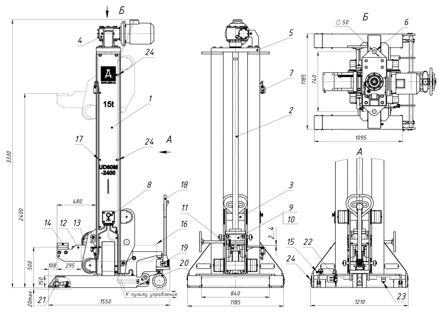 Конструкция подкатного домкрата 2т