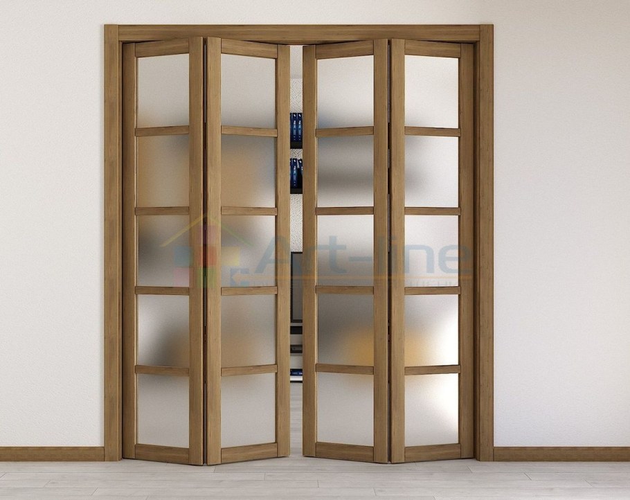 Складная дверь межкомнатная двухстворчатая