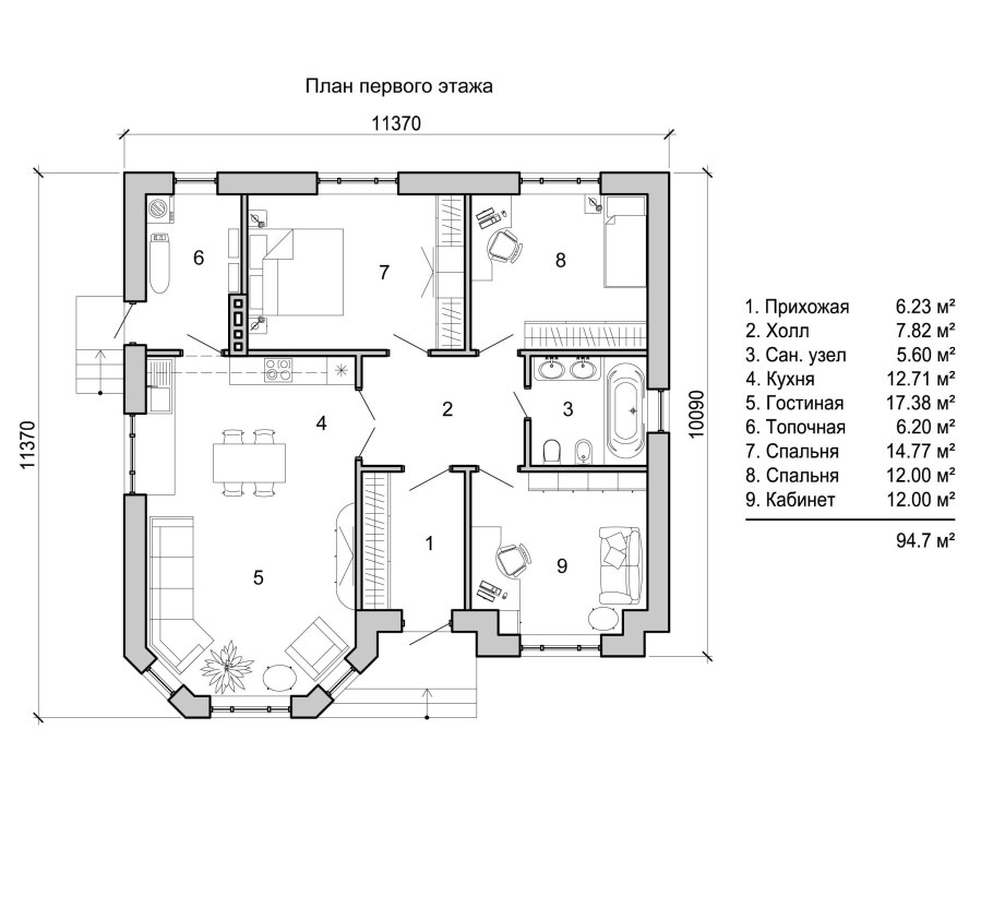 План дома чертеж с размерами одноэтажный