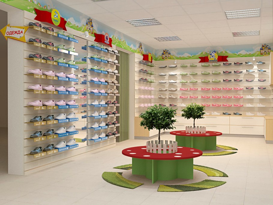 Детский обувной магазин интерьер