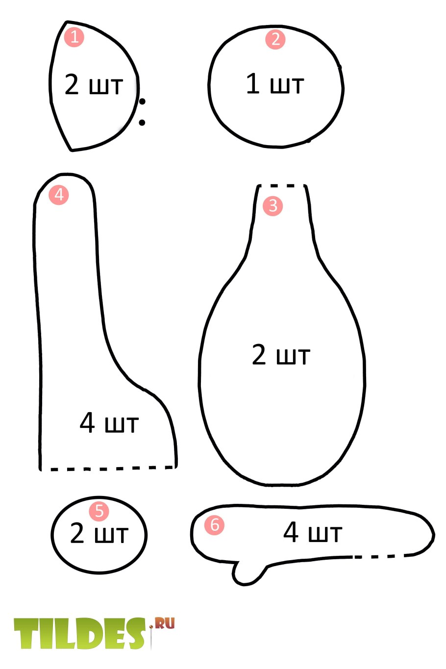 Выкройка на текстильную куклу большеножку
