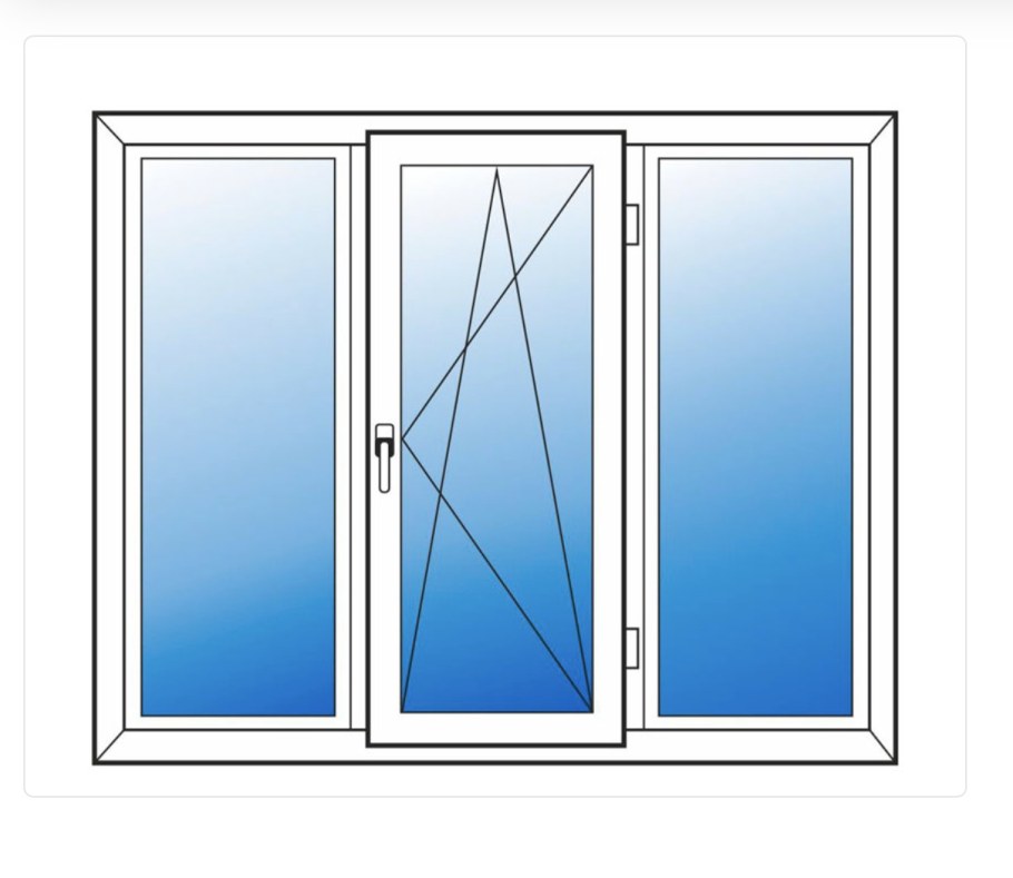 Окно трехстворчатое пластиковое