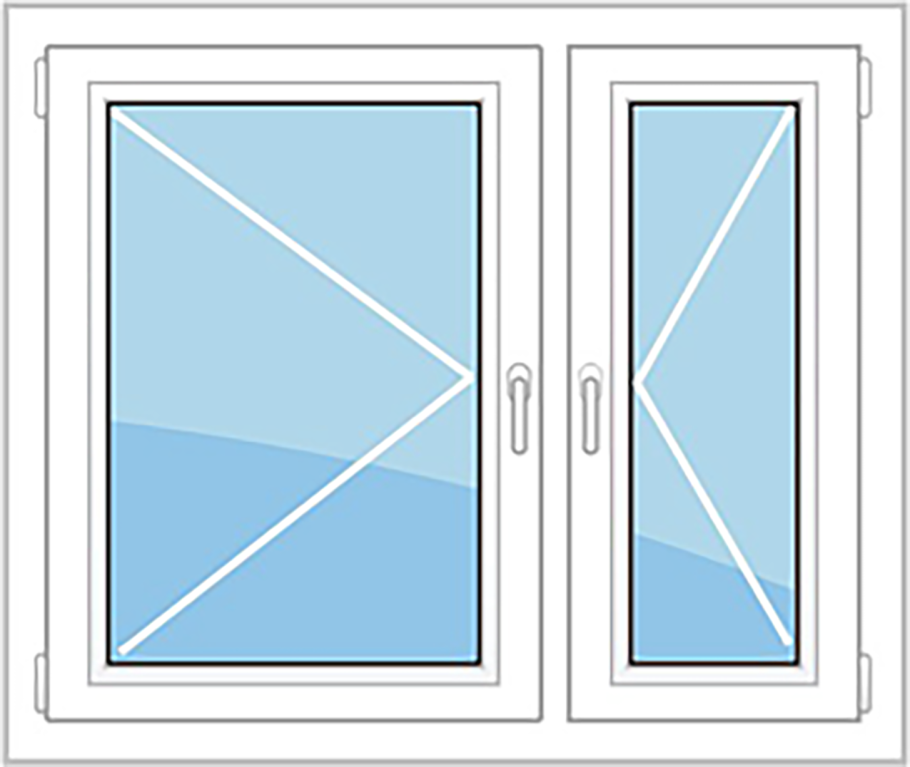 Окно ПВХ 1200*1160мм двухстворчатое, поворотно-откидное
