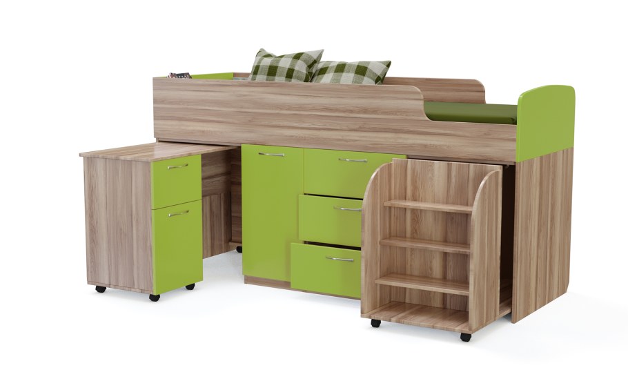 Кровать чердак "Калинка" оранжевая