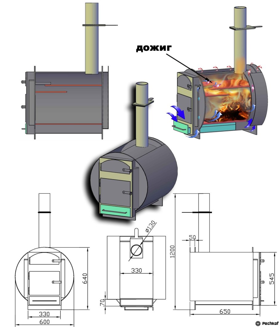 Печь банная с 530 трубы чертежи