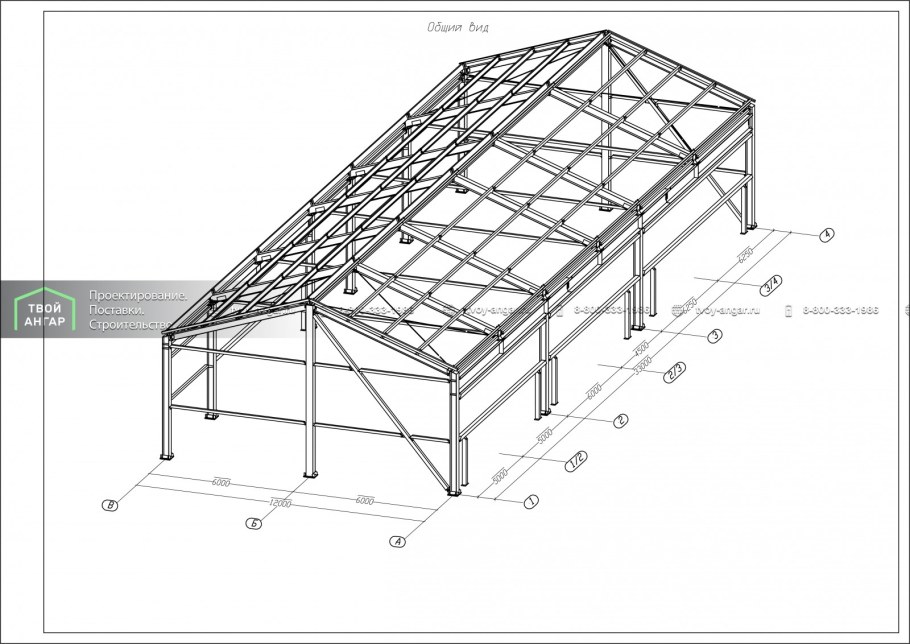 Чертеж павильона из металлоконструкций