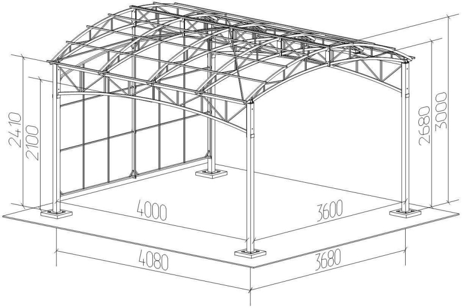 Каркас гаража 4х6 труба 60мм